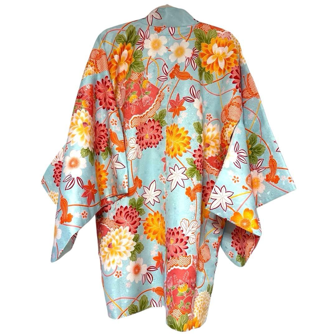 Coucou Memoire 着物150豪華安心7点フルセット水色 花柄 お正月