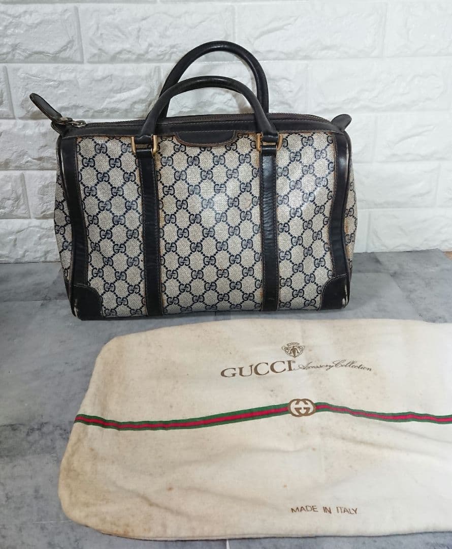 Gucci GGパターン ボストンバッグ グッチ レザー 黒