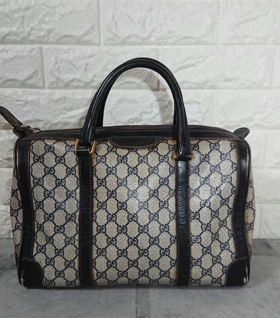 Gucci GGパターン ボストンバッグ グッチ レザー 黒