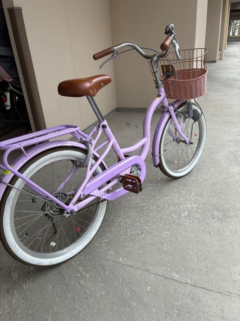 子供用自転車 パープル 前面バスケット付き　大阪府引き取り限定