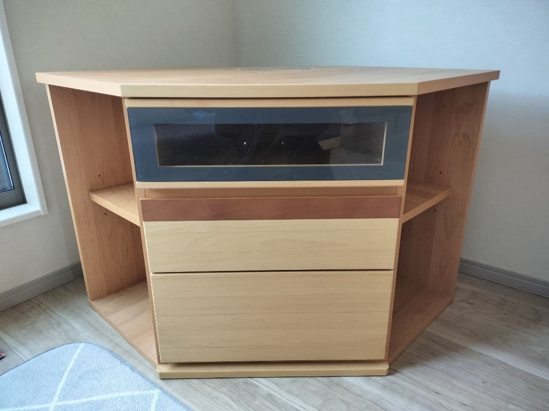 テレビボード　木製六角形テレビ台 引き出し付き