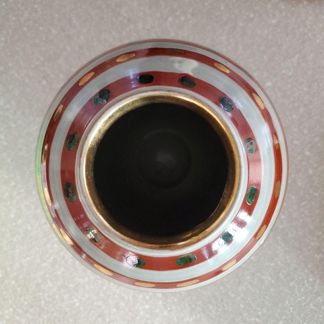 vintage * 赤絵点紋花瓶 花器 木箱入り