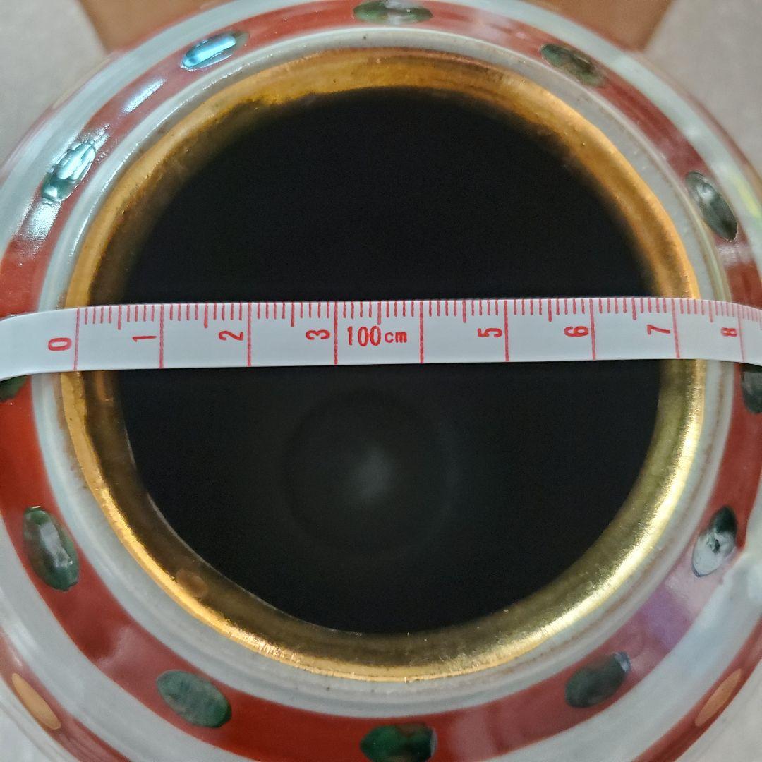 vintage * 赤絵点紋花瓶 花器 木箱入り