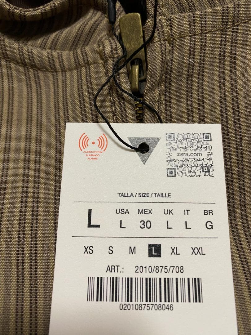 ZARA ストライプ柄フィットブレザー L　 ナポレオン