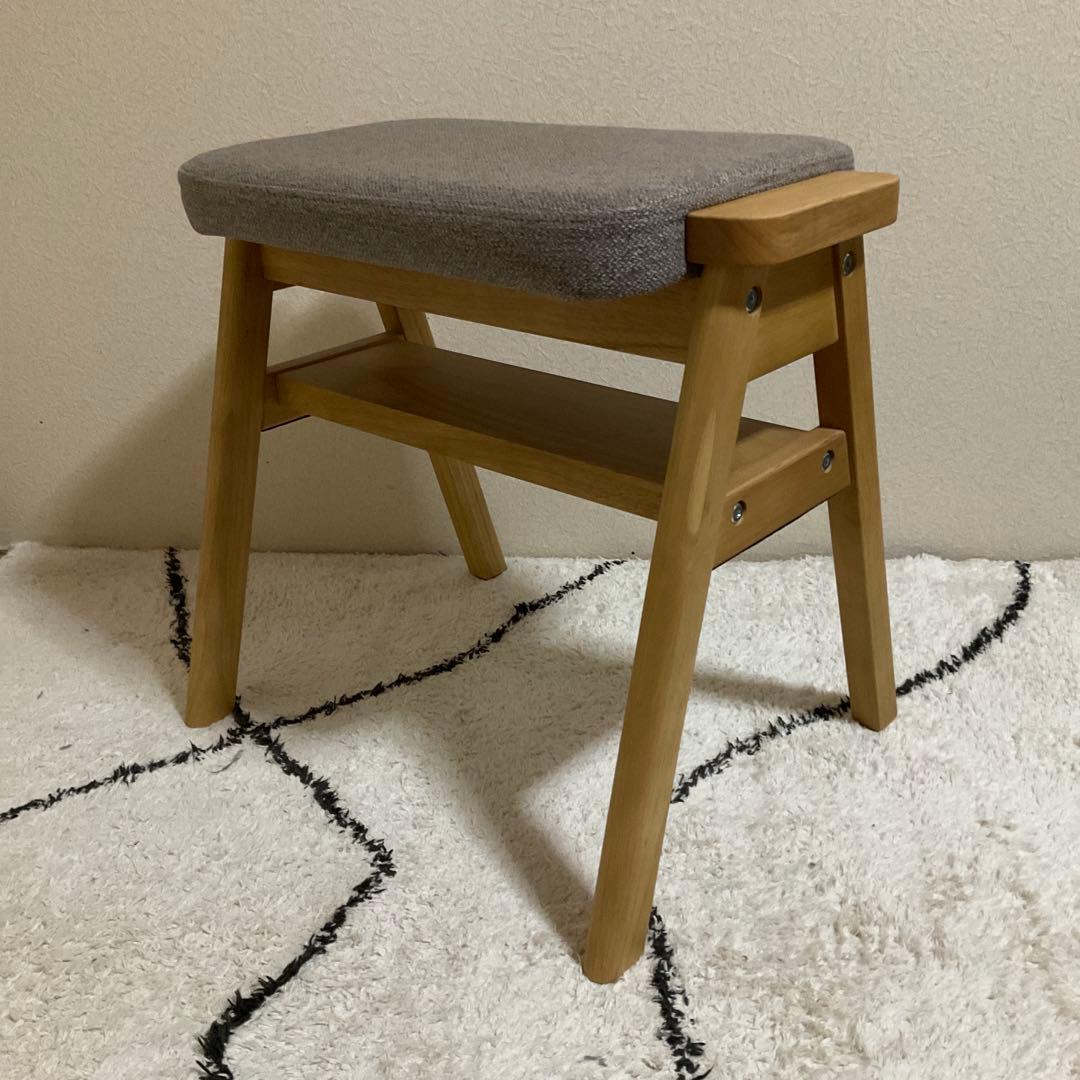 ひまわり無印良品スタッキングスツール　ベージュグレーウニコクッションカバー