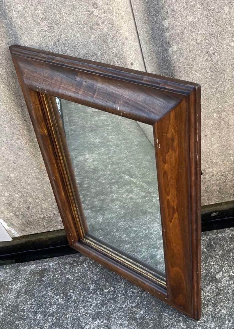 ビンテージ/イタリア製/木製/ミラー/壁掛けミラー/ウォールミラー/鏡/店舗什器