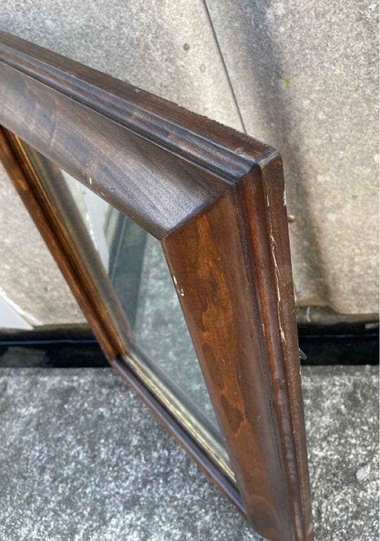 ビンテージ/イタリア製/木製/ミラー/壁掛けミラー/ウォールミラー/鏡/店舗什器
