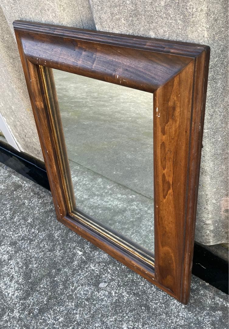 ビンテージ/イタリア製/木製/ミラー/壁掛けミラー/ウォールミラー/鏡/店舗什器