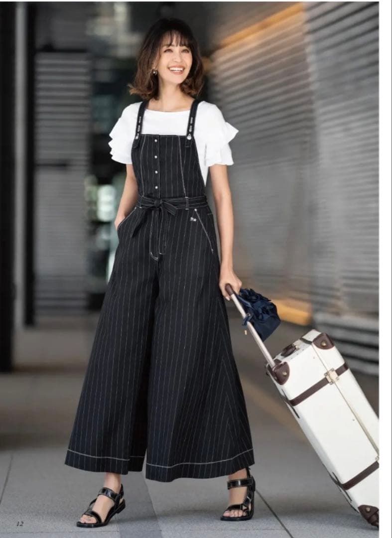 エムズグレイシー カタログ掲載麻混ストライプオーバーオール　40 ❤️70%引