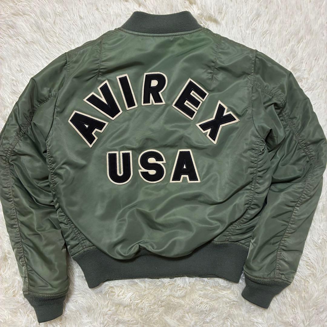 AVIREX フライトジャケット アーチロゴ コマーシャルロゴ M カーキ