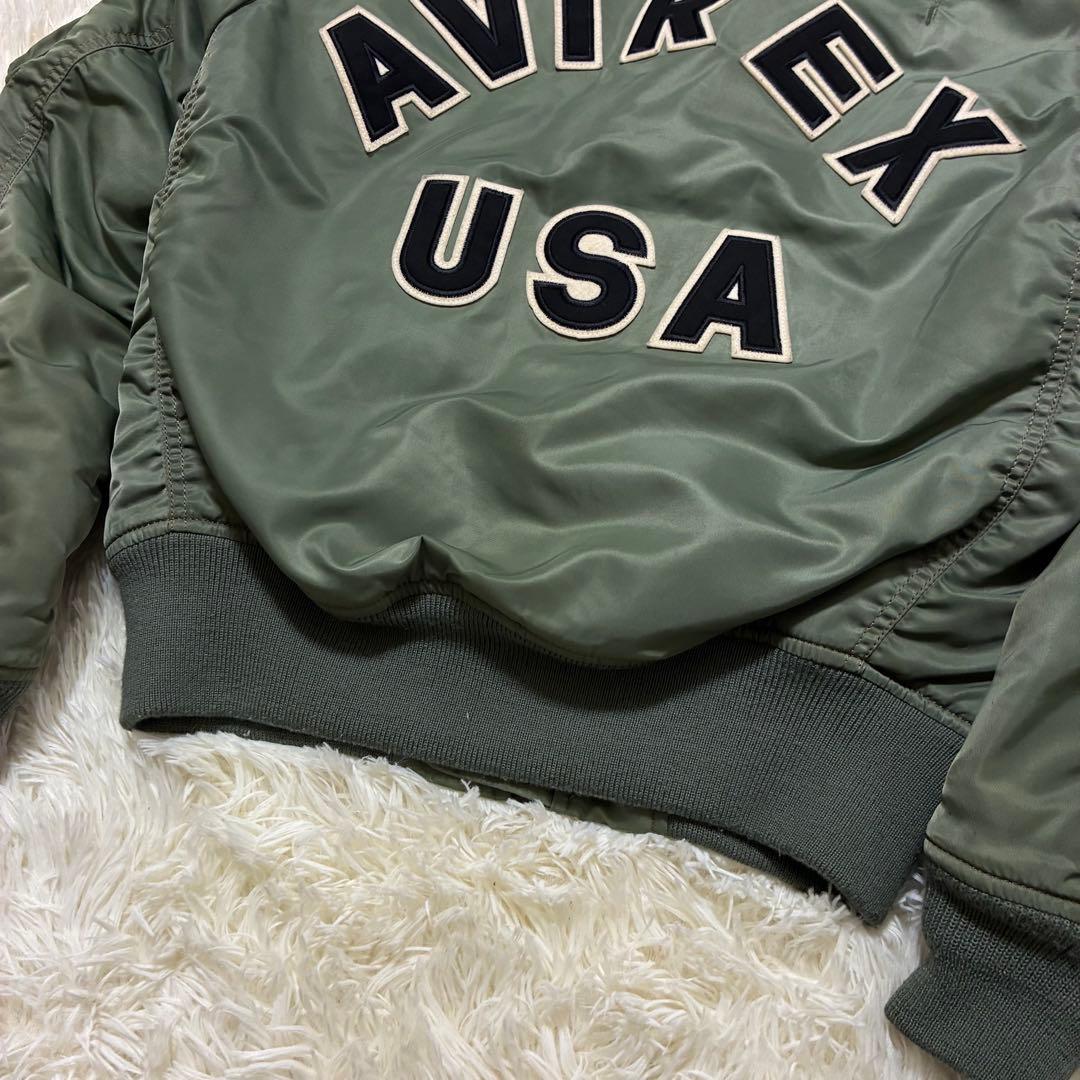 AVIREX フライトジャケット アーチロゴ コマーシャルロゴ M カーキ