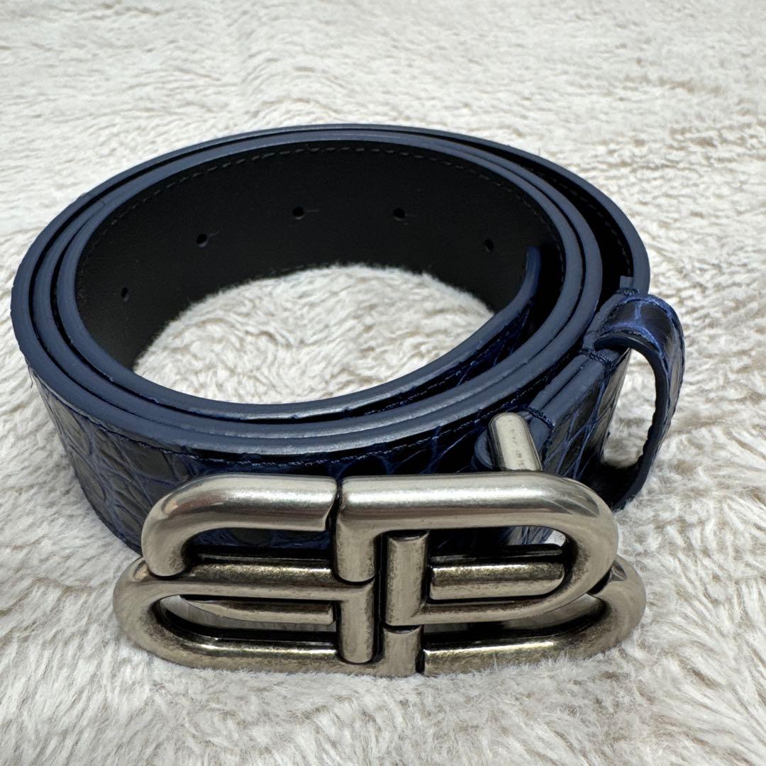 【レア商品】BALENCIAGA ネイビー レザーベルト