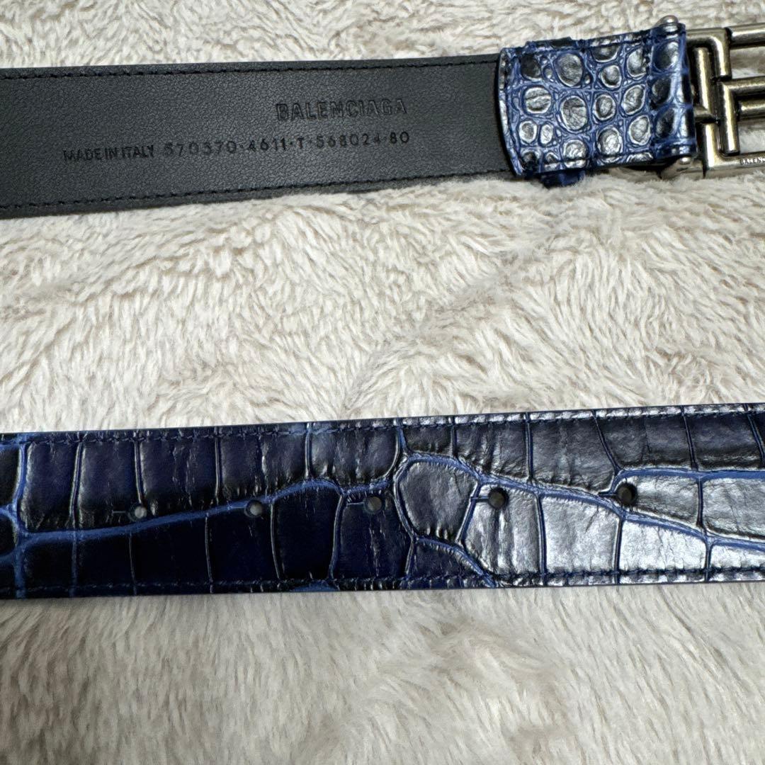 【レア商品】BALENCIAGA ネイビー レザーベルト