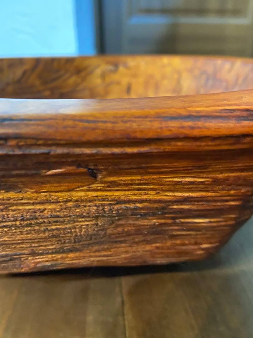 未使用品　奥会津　手彫り工芸品　拭き漆塗り仕上げ