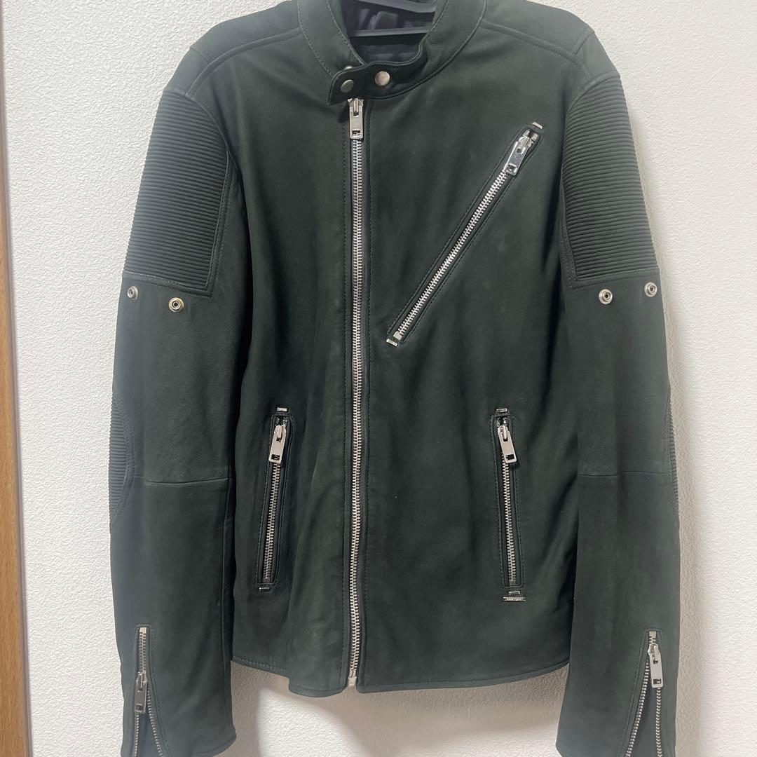 DIESELカーキシングルライダース　ラムスキンスエード