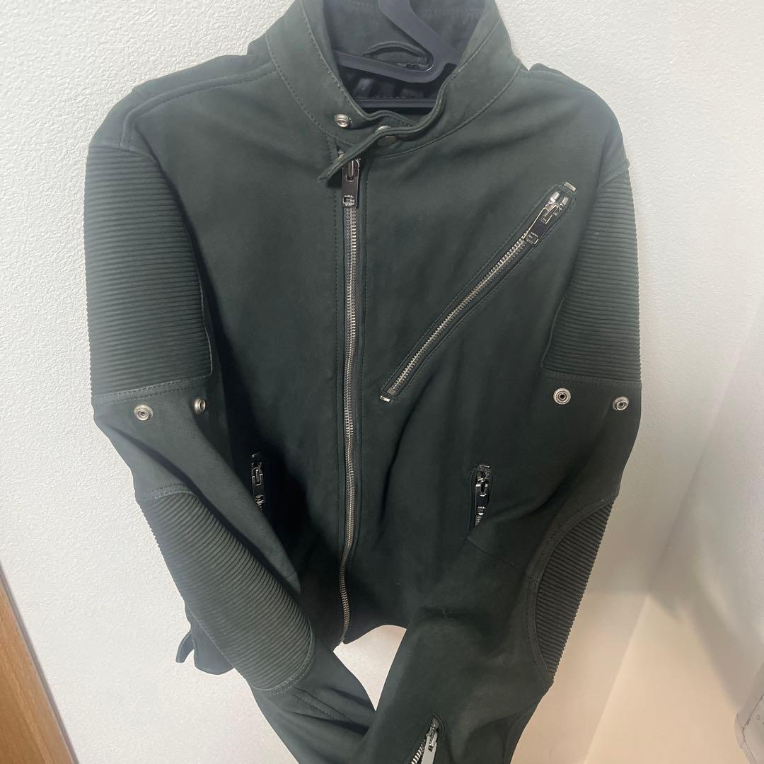 DIESELカーキシングルライダース　ラムスキンスエード