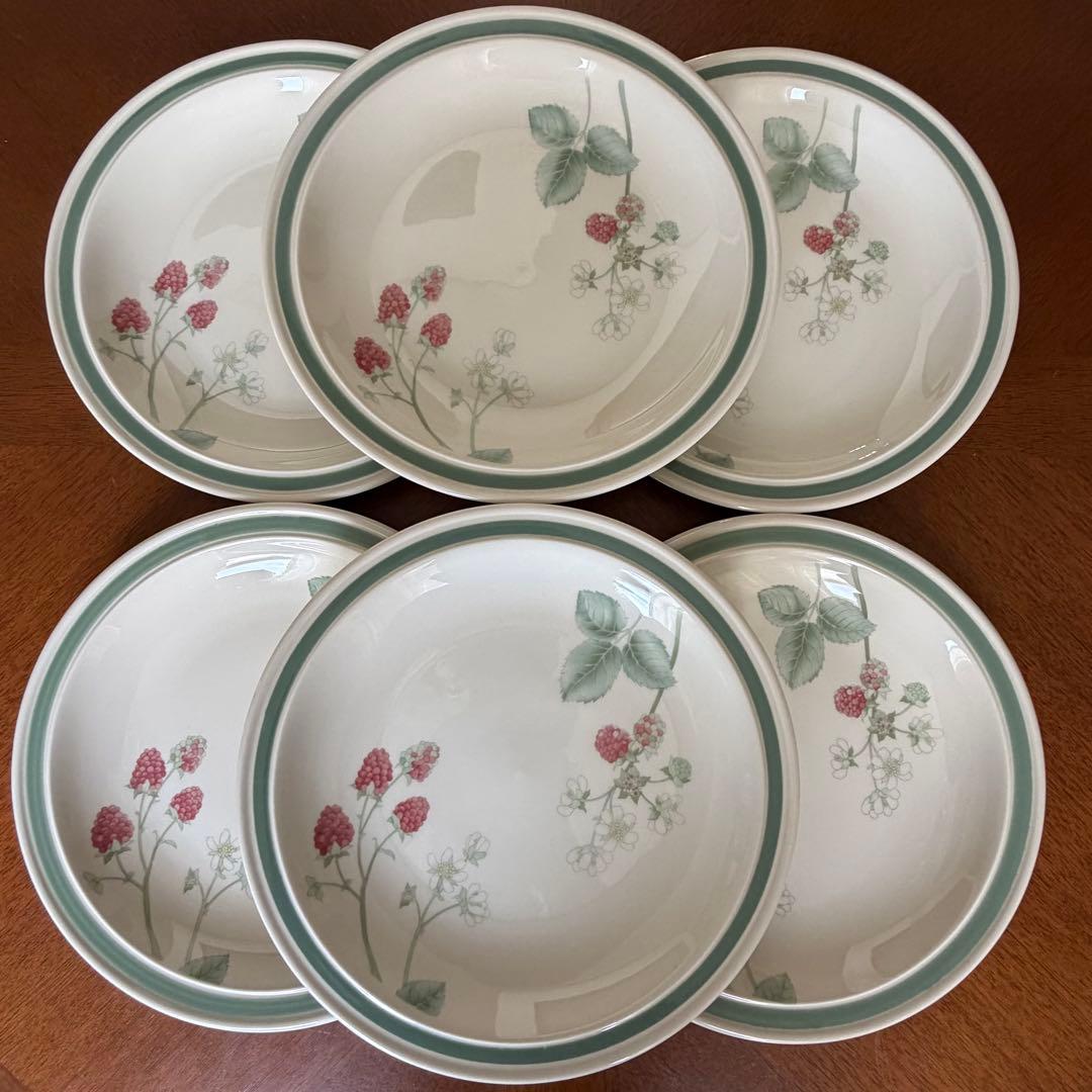 【英国ビンテージ】ウェッジウッド★ラズベリー　ケイン★クープ皿6枚