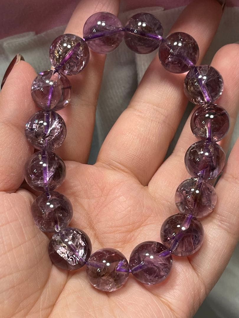 綺麗　天然石　アメジストクラスターと　ブレスレット13.3ミリ　2点セット