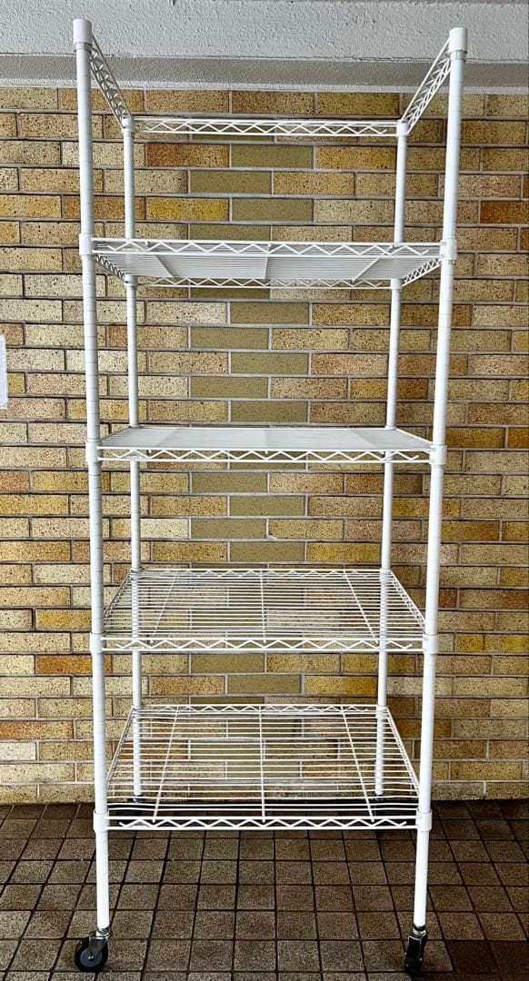 純正ホームエレクター　棚4段キャスター付きホワイト190cm×75cm×60cm