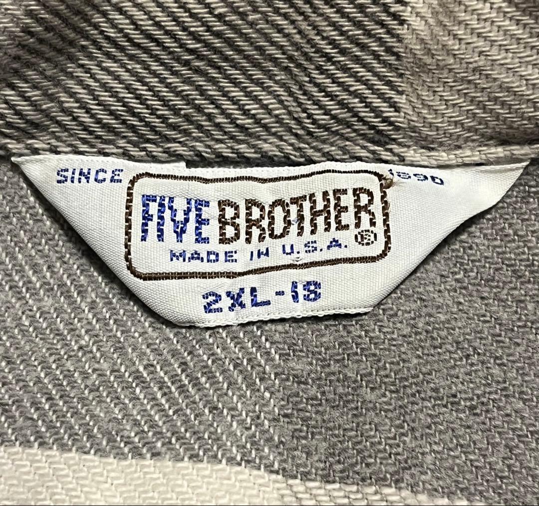 80s FIVE BROTHER ファイブ ブラザー 黒 白 2XL レア 古着