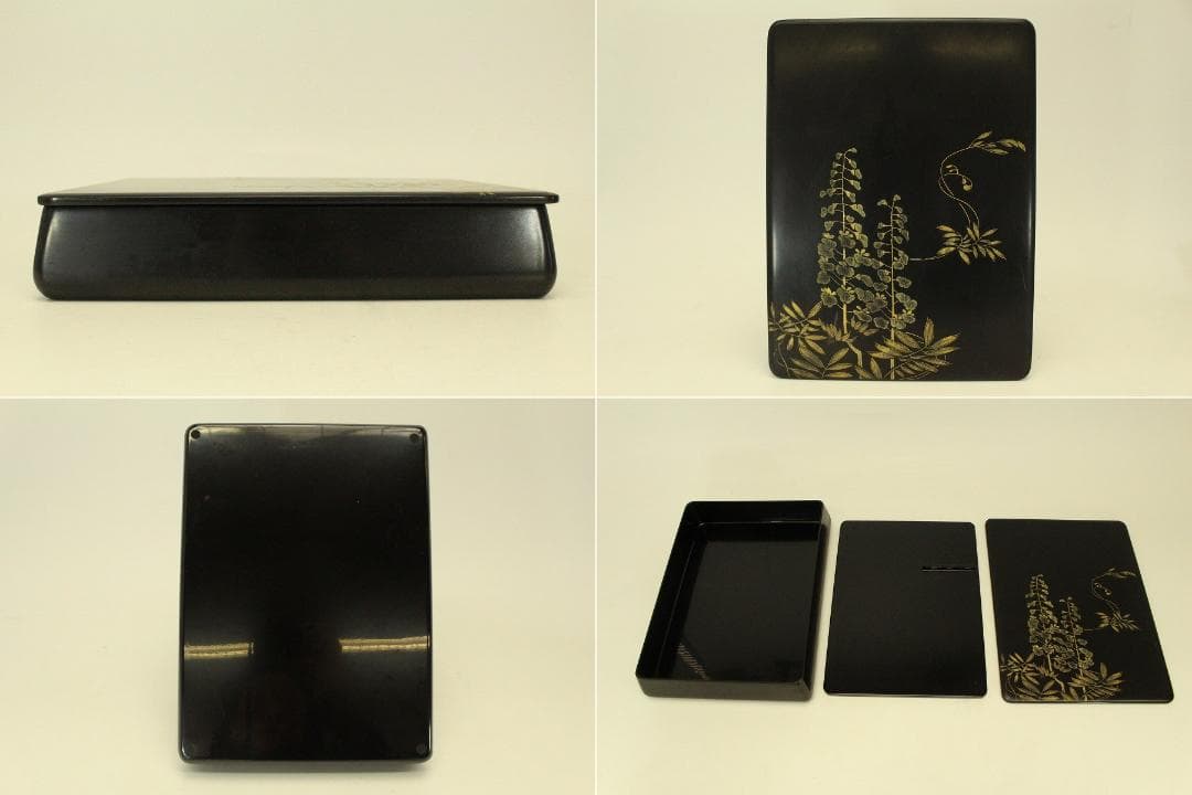 輪島塗 硯箱 藤沈金 共箱(ZE708)