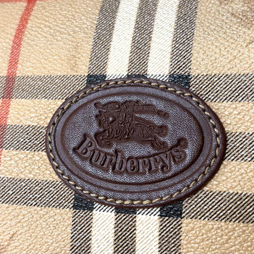 【美品】バーバリー　ミニボストン ノバチェック PVC レザー シャドーホース