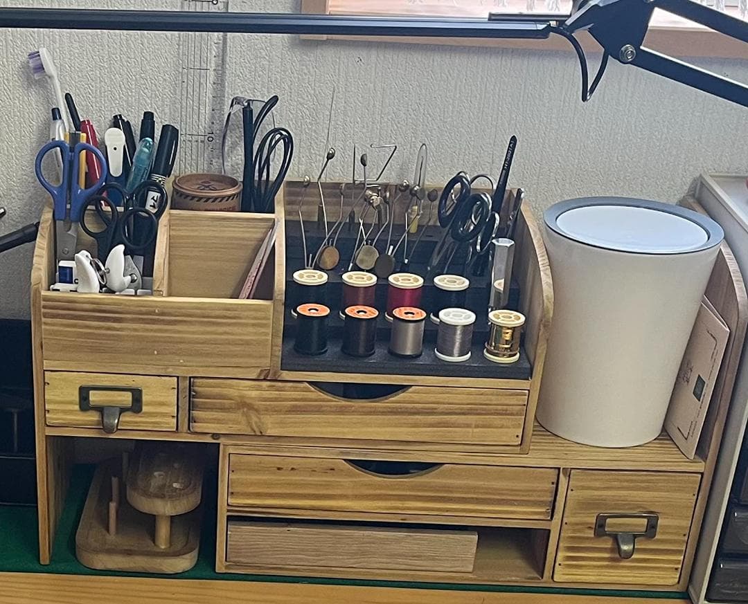 小物入れ 卓上 自由自在 木製デスクオーガナイザー 伸縮