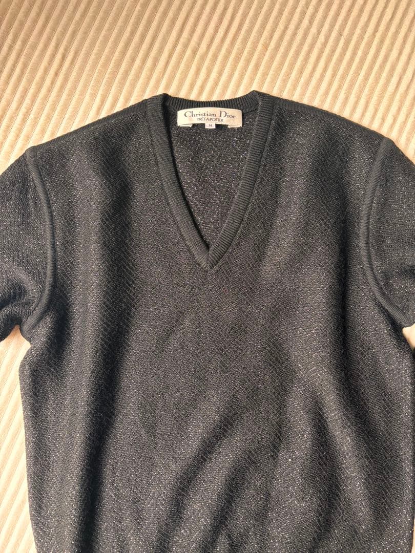 ♦︎希少♦︎Christian Dior Vネック ニット M ヴィンテージ 黒