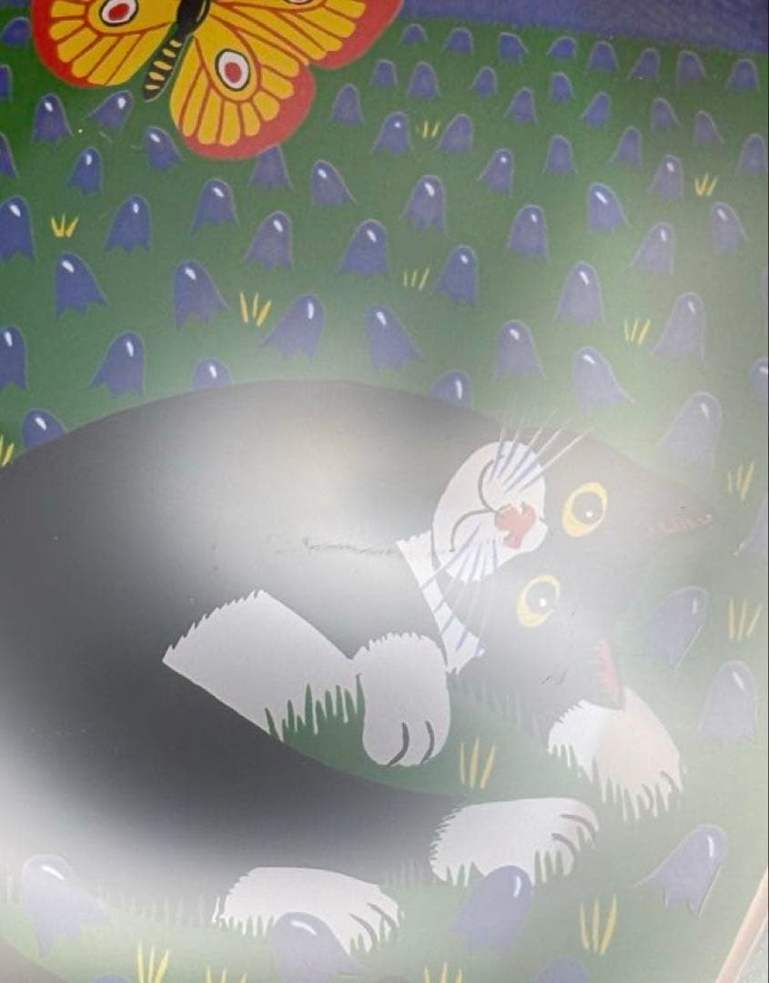  ネコのガラスカード \"Kissa ja perhonen\"