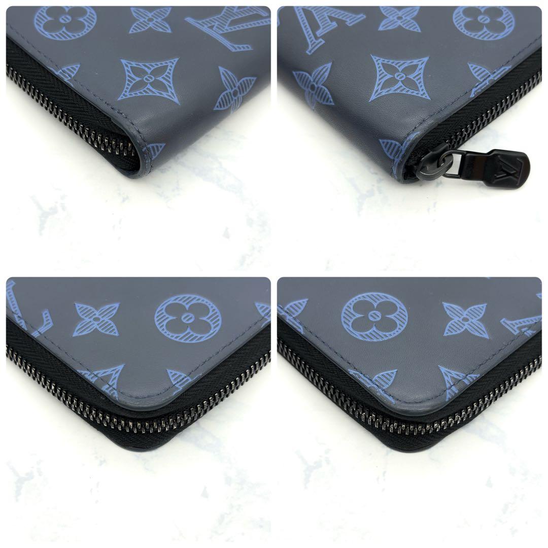 【新品に近い】ルイヴィトン モノグラムシャドウ ジッピーヴェルティカル ネイビー