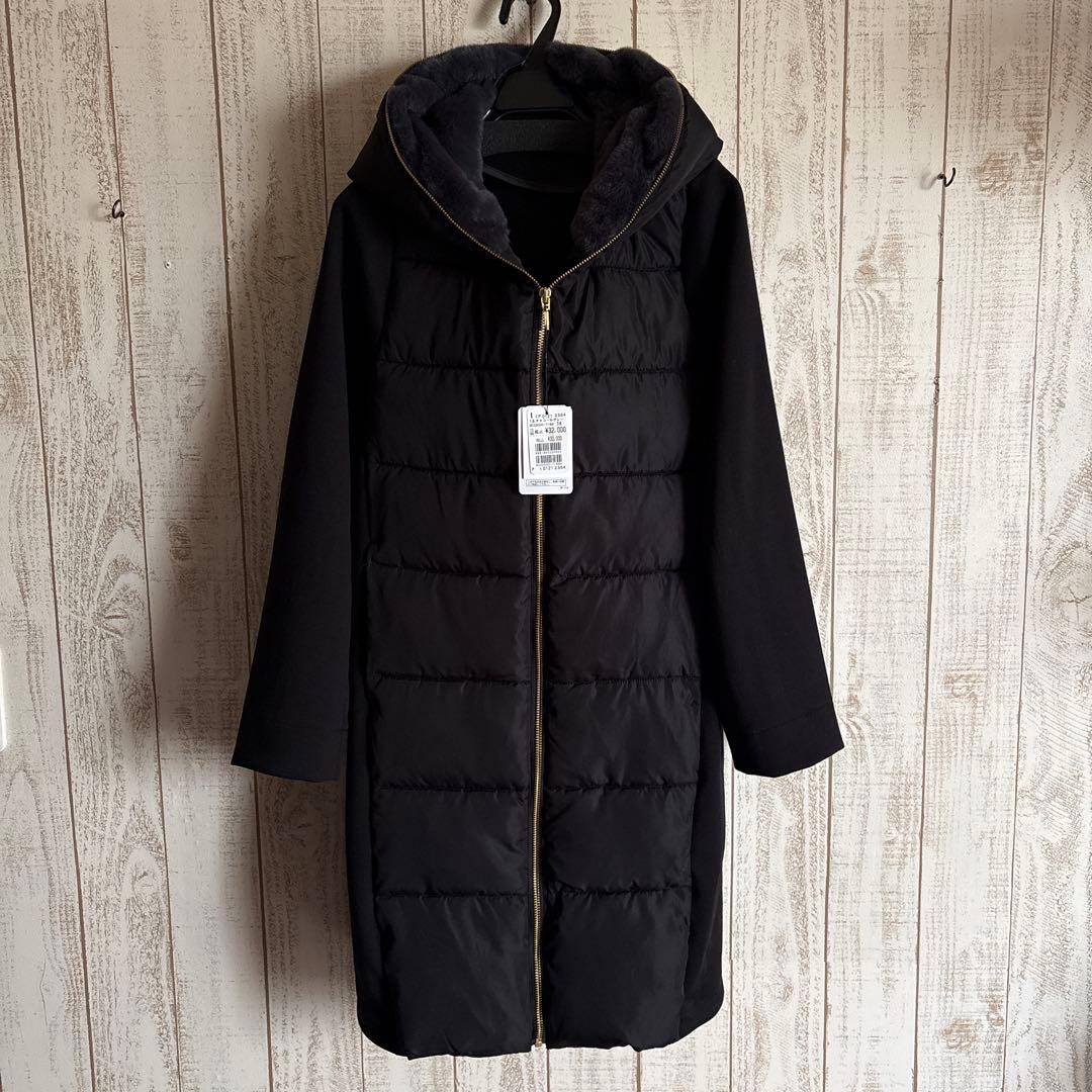 新品　ヤマダヤ　スコットクラブ　定価¥3万2000円　ロングコート　黒　異素材