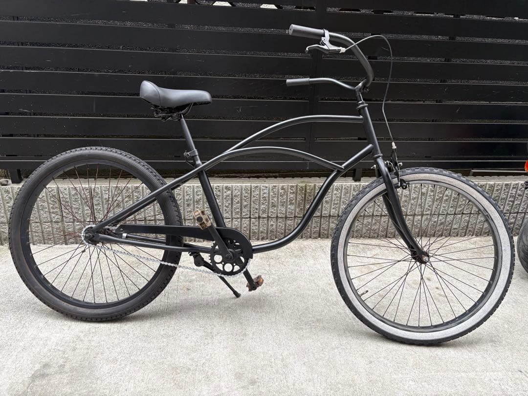 【引き取り限定】ビーチクルーザー 26インチ マットブラック 自転車