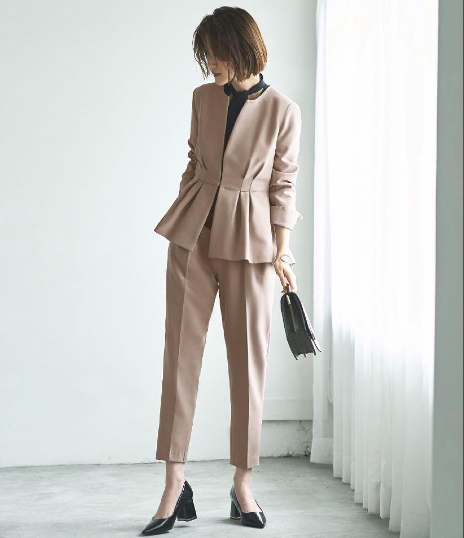 ルイルエブティック ノーカラーウエストタックペプラムパンツスーツ 入園入学七五三