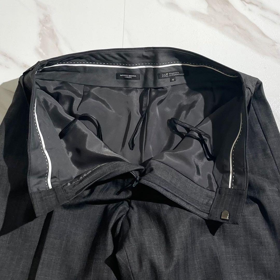 23区　レディース　グレー ストライプ ビジネススーツ　46