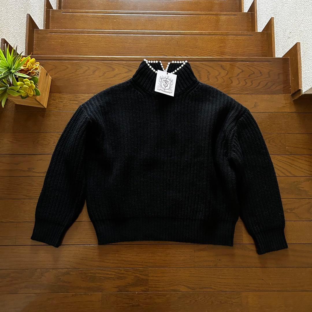 セブンテン♡ VERY別注　ネックパールタートルニット　トップス　黒