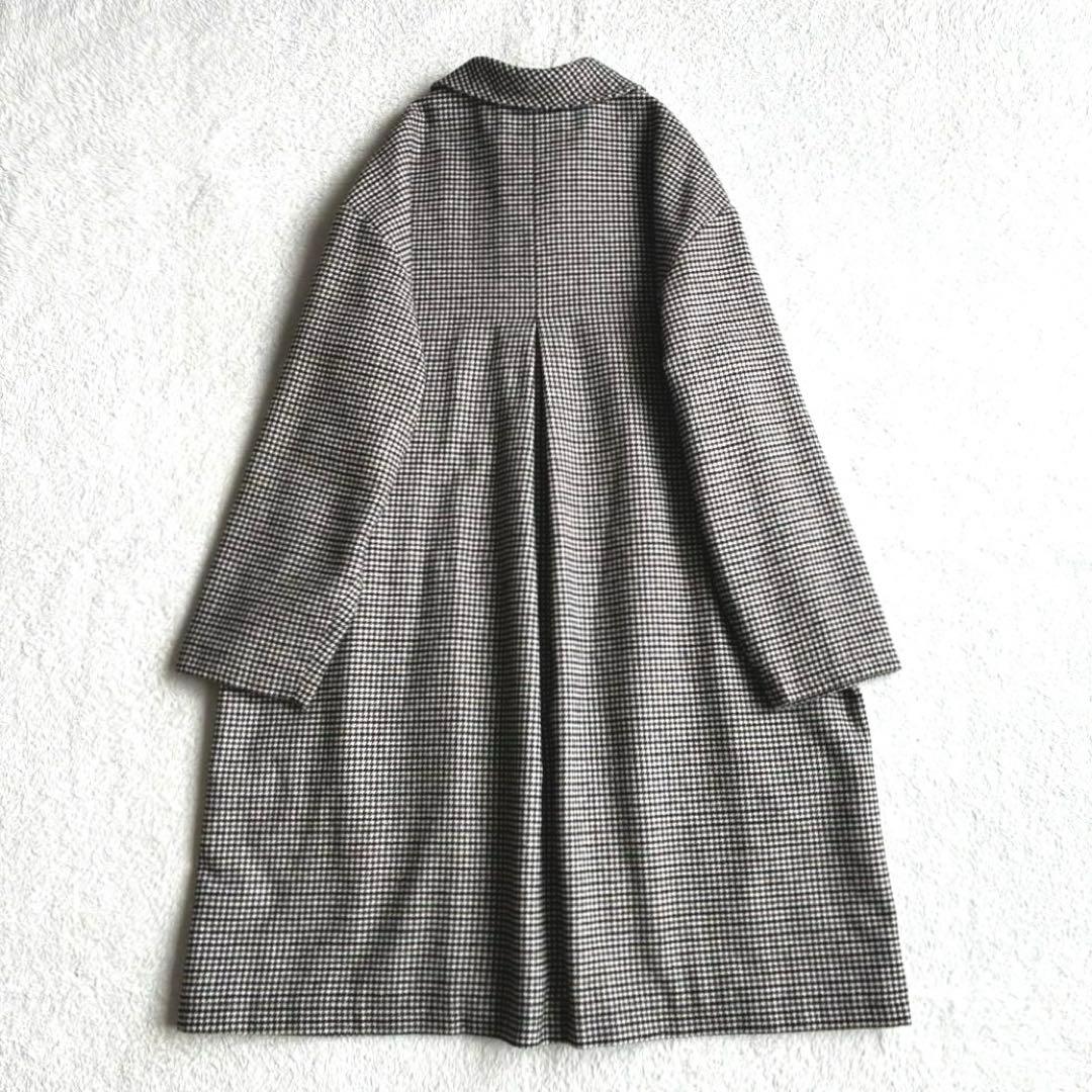 ファシル FASHIRU ウール混 ステンカラーコート 千鳥柄 ロングコート