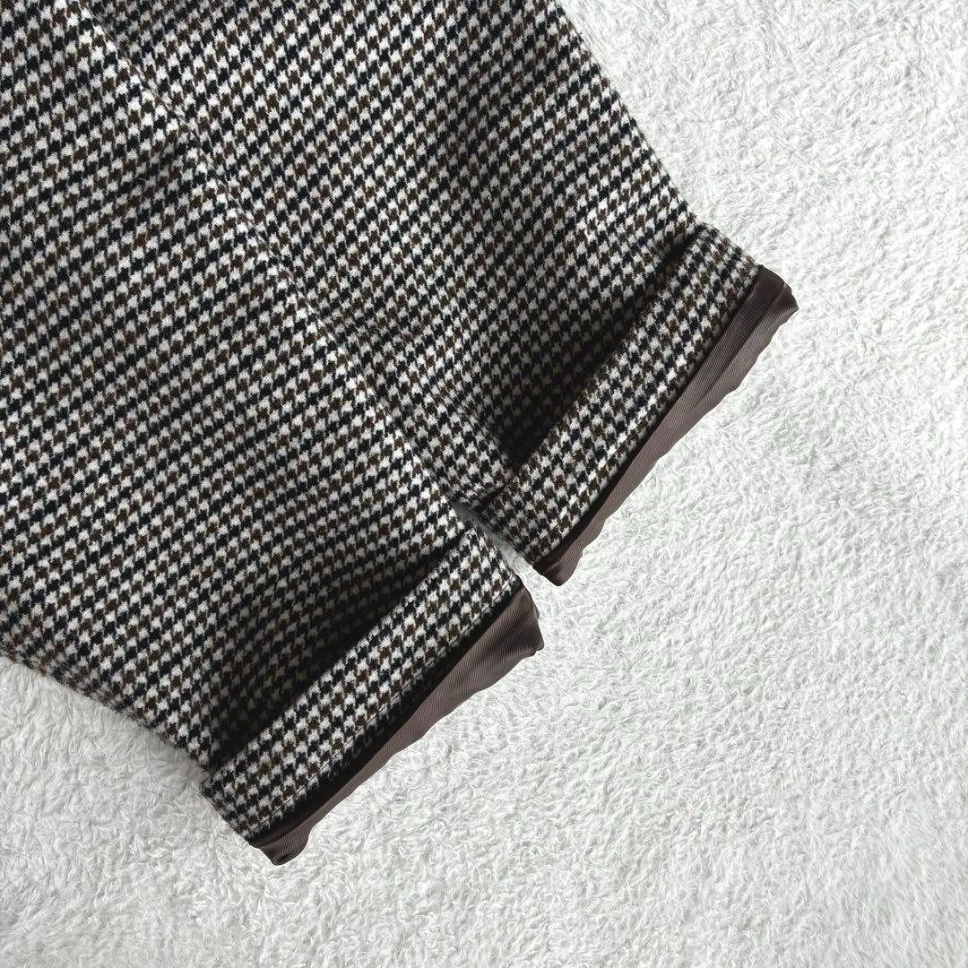 ファシル FASHIRU ウール混 ステンカラーコート 千鳥柄 ロングコート