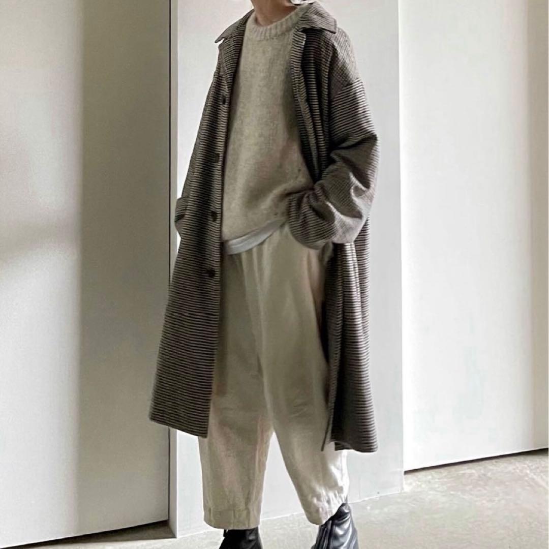 ファシル FASHIRU ウール混 ステンカラーコート 千鳥柄 ロングコート