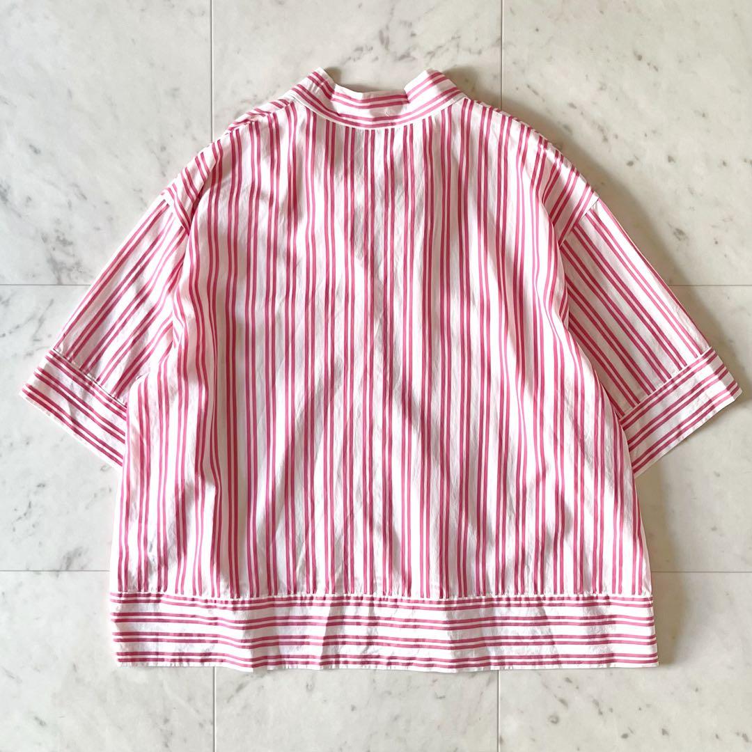 美品＊トゥモローランド系列ボールジィ ダブルストライプボウタイブラウス 36