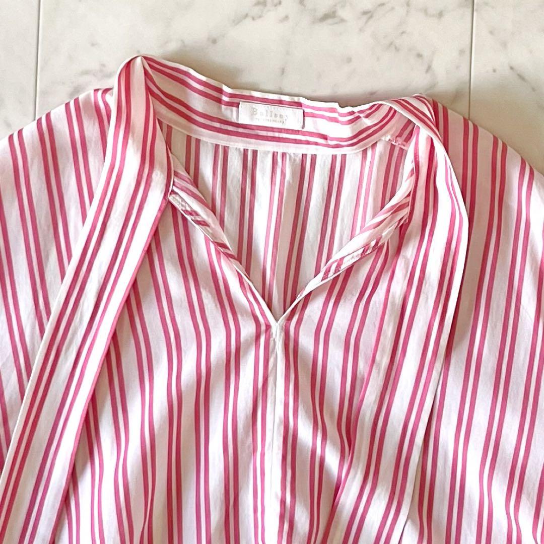 美品＊トゥモローランド系列ボールジィ ダブルストライプボウタイブラウス 36