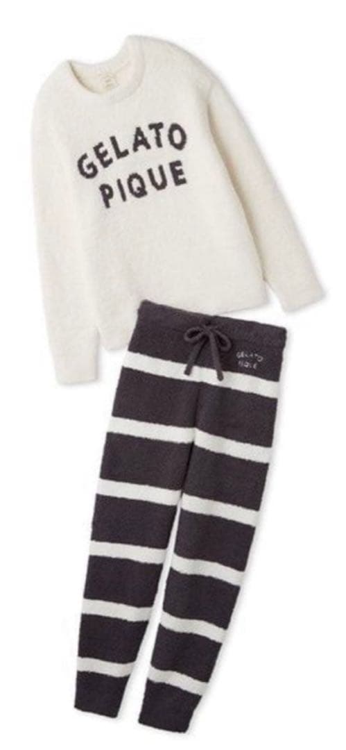 完売品ジェラートピケ パウダーロゴジャガードプルオーバー＆ロングパンツアイボリー