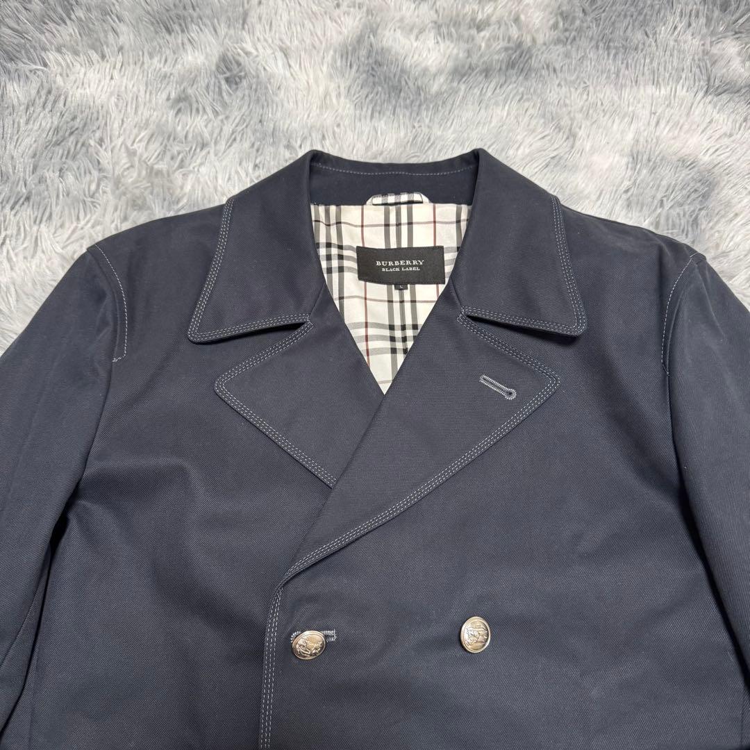 美品 BURBERRY BLACK LABEL ピーコート ノバチェック L