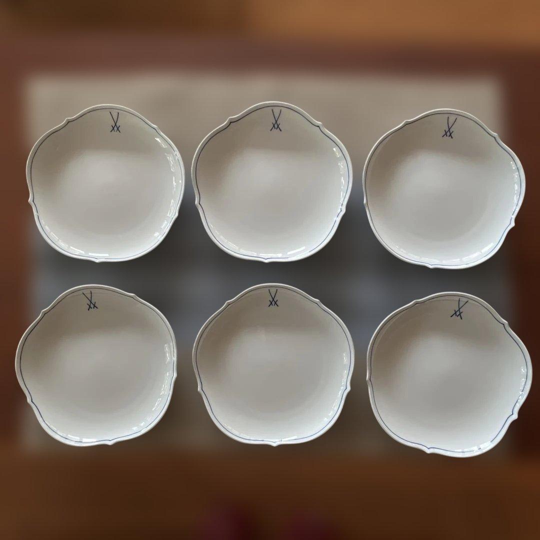 マイセン　双剣　ケーキ、デザート、サラダ皿　6枚セット