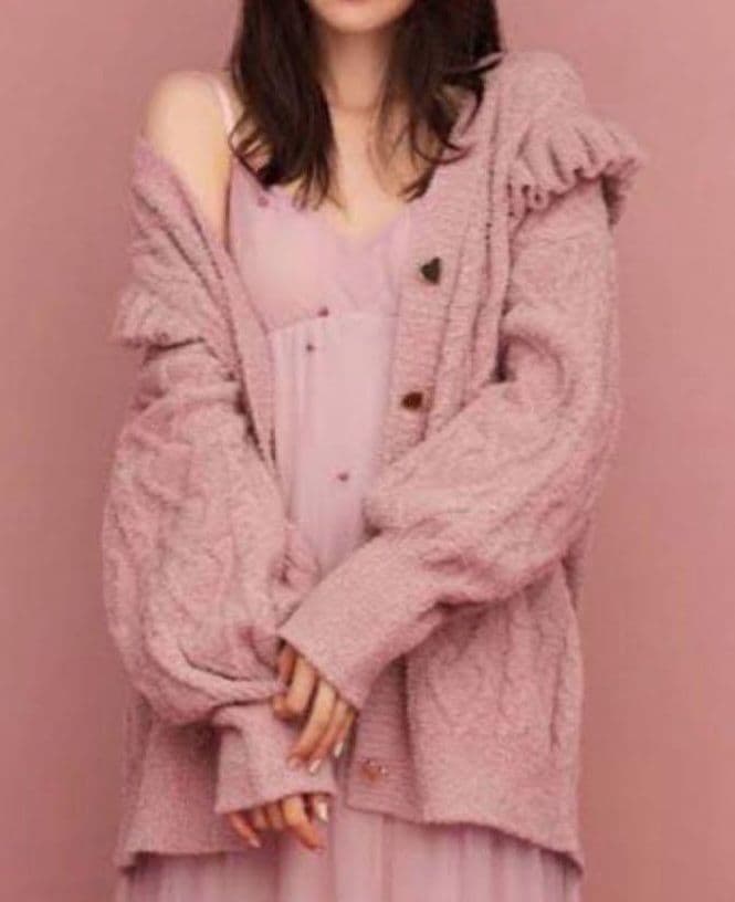 ジェラートピケ　ハートアランフリルカーディガン　ハートチュールキャミワンピ　2点