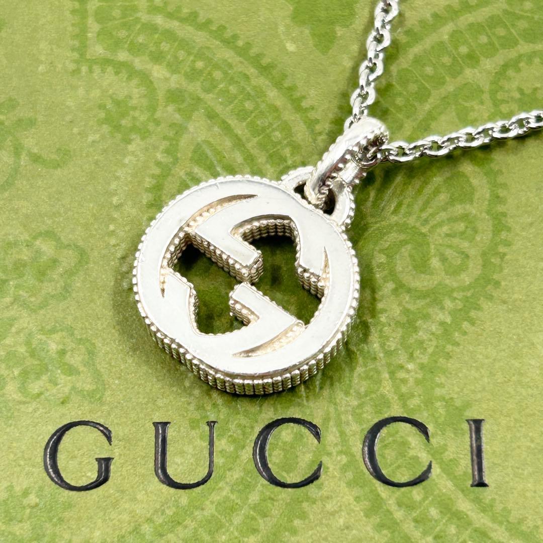 美品✨　グッチ　ネックレス　インターロッキング　GG シルバー　ロゴモチーフ