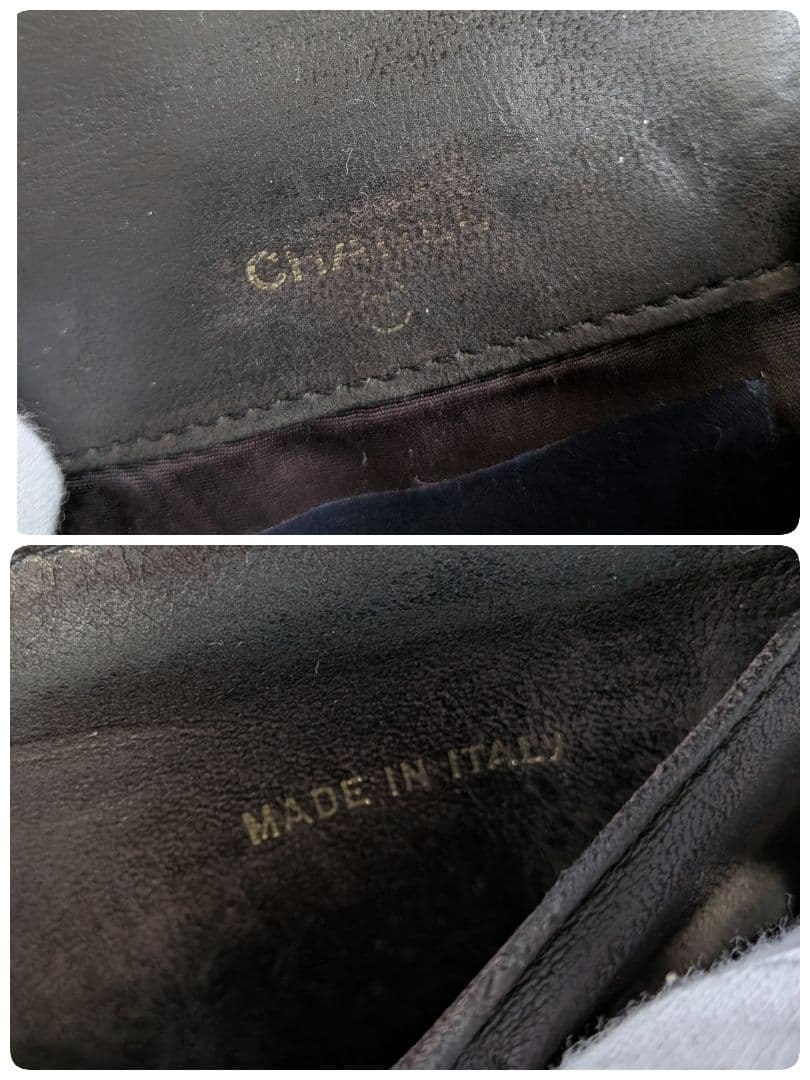 シャネル　デカココ　Wホック折り財布　黒　キャビアスキン　チェーン　ウォレット