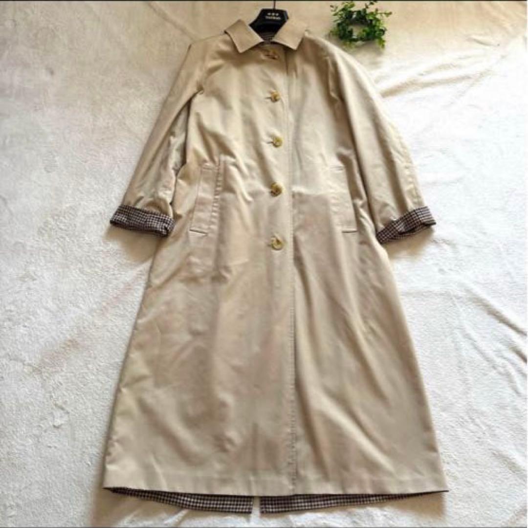 アクアスキュータム　ステンカラー　コート　リバーシブル　ベージュ　バルマカーン