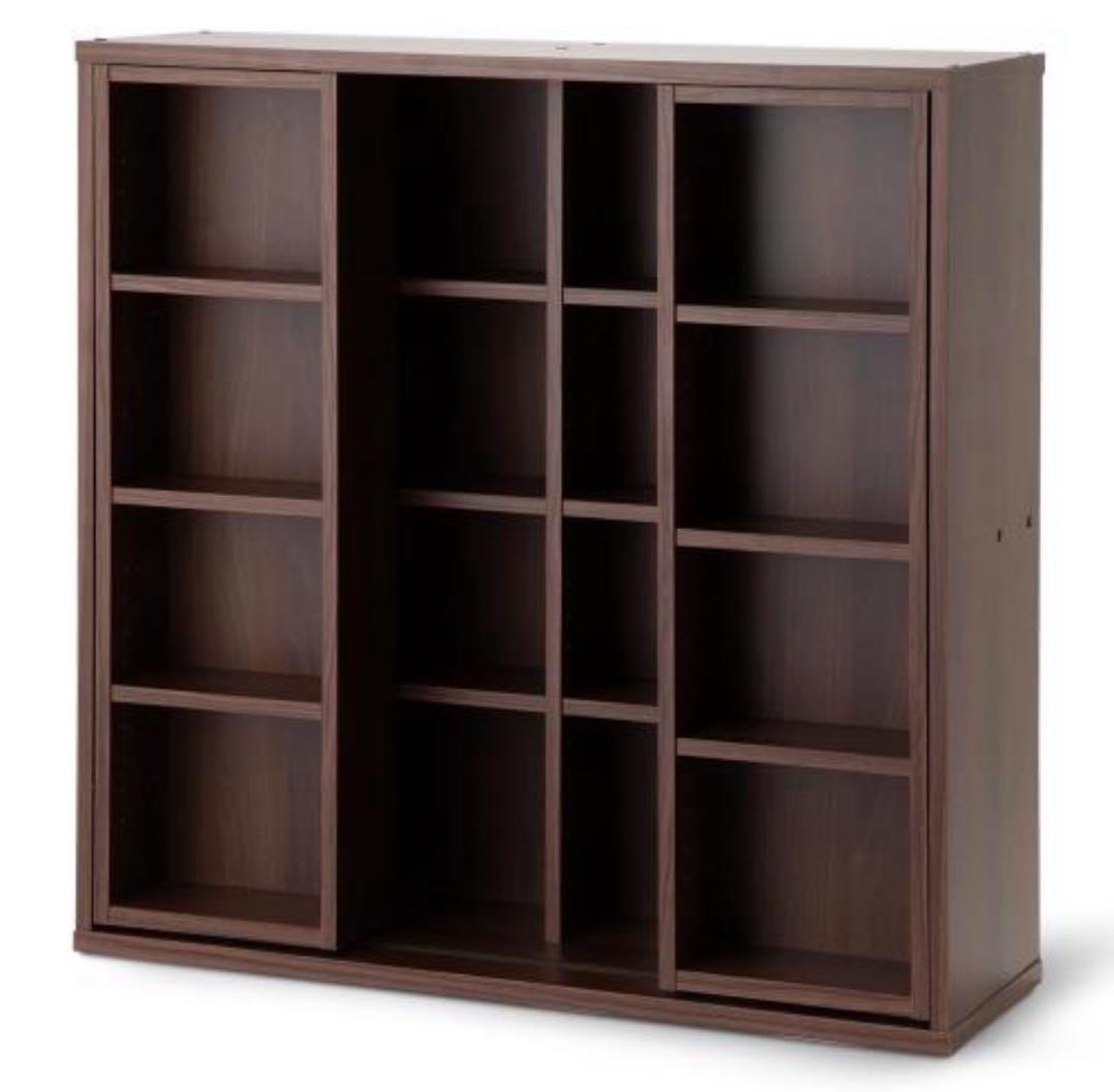 本棚　スライド式　マガジンラック　大容量　ウォルナット