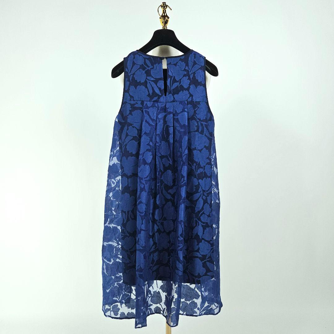 【極美品】フォクシーニューヨーク 花柄 レース ワンピース 40 ネイビー