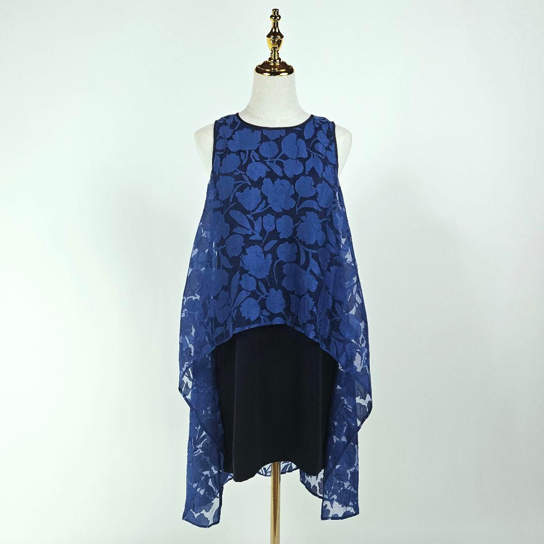 【極美品】フォクシーニューヨーク 花柄 レース ワンピース 40 ネイビー